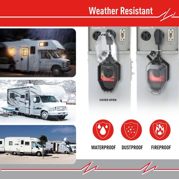 RV Surge Protector 30 Amp   Мandatory Camper Accessories   RV Electrical Adapter with ETL Tested   Easy to Use Handle Waterproof Cover Anti Theft Lock - Image 4