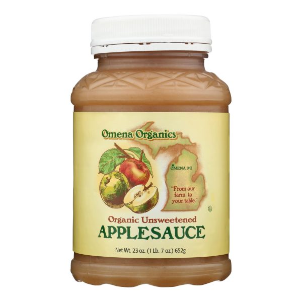 Omena Organics Apple Sauce - Organic - Unsweetend - Case of 12 - 23 oz