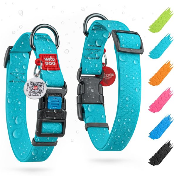 Waterproof Dog Collar   Heavy Duty Adjustable Durable Dog Collars for Small Medium Large Dogs   Red Blue Pink Mint Green Dog Collar   Safety Plus (13 1 5    19 2 5  Neck Glowing)