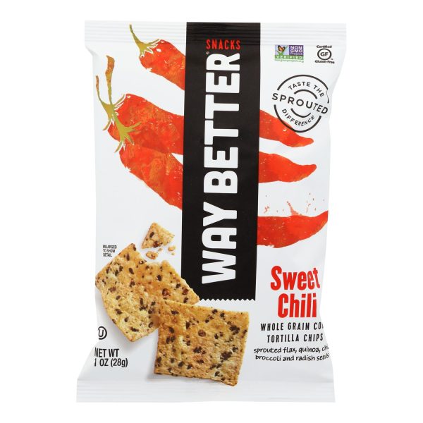 Way Better Snacks Tortilla Chips - Sweet Chili - Case of 12 - 1 oz.