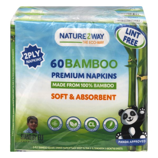 Naturezway - Napkin Bmboo White 180ct - Case of 12-180 CT