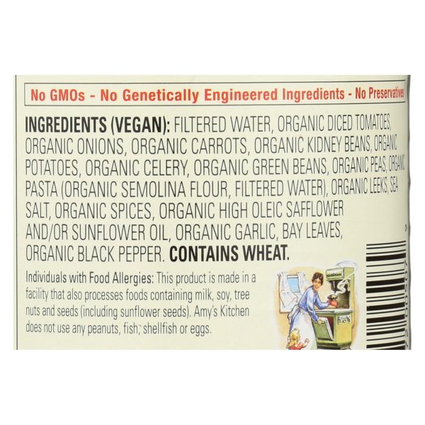 Amy's - Organic Low Fat Minestrone Soup - Case of 12 - 14.1 oz - Image 2