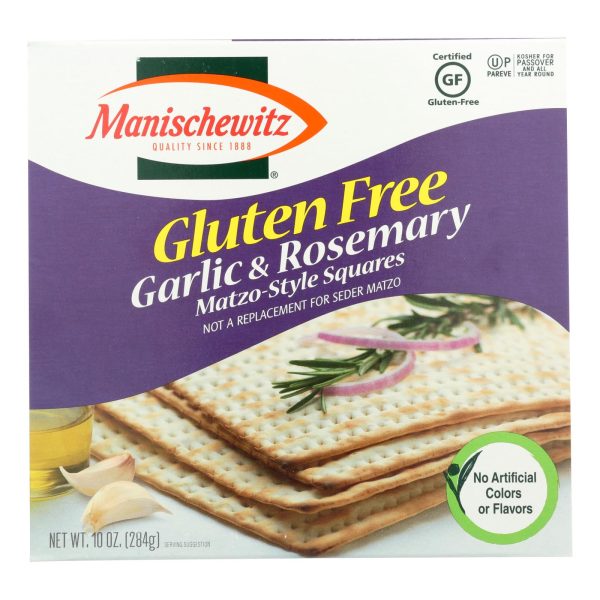 Manischewitz Garlic Rosemary Gluten Free Matzo Style Squares  - Case of 12 - 10 OZ - Image 3