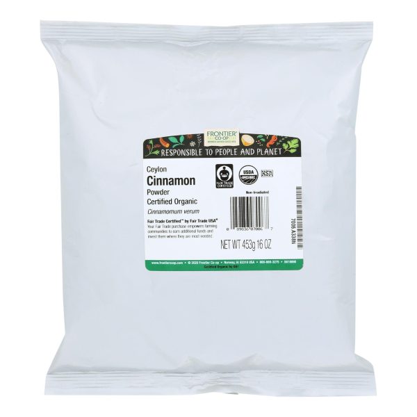 Frontier Herb Cinnamon Organic Fair Trade Certified Powder Ground Ceylon - Single Bulk Item - 1LB