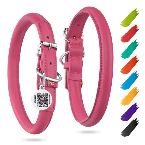 WAUDOG Ultra Soft Rolled Leather Dog Collar for Small Dogs   Soft Padded Dog Collars for Medium Dogs   Puppy Collars for Large Breed Dogs   Male and Female Dog Collar