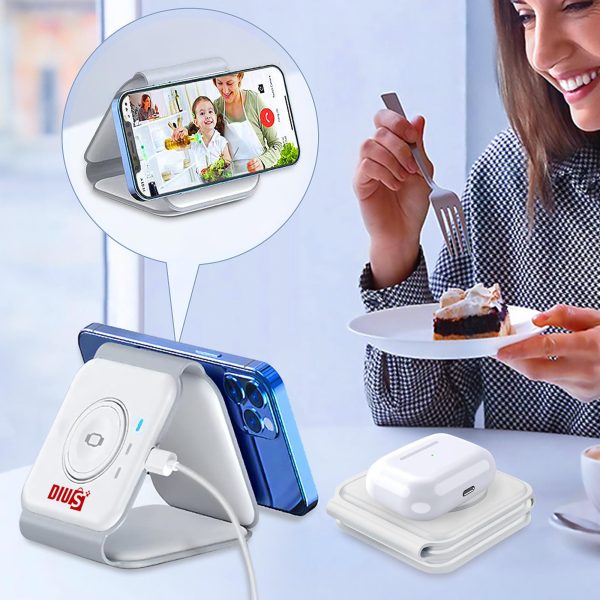 3 in 1 Charging Station for iPhone Wireless Charger Triple Foldable Compact Charger for Apple Products 3 in One Charger for iPhone iWatch and Airpods - Image 3