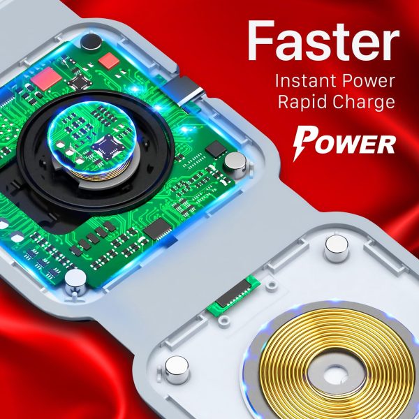 3 in 1 Charging Station for iPhone Wireless Charger Triple Foldable Compact Charger for Apple Products 3 in One Charger for iPhone iWatch and Airpods - Image 4