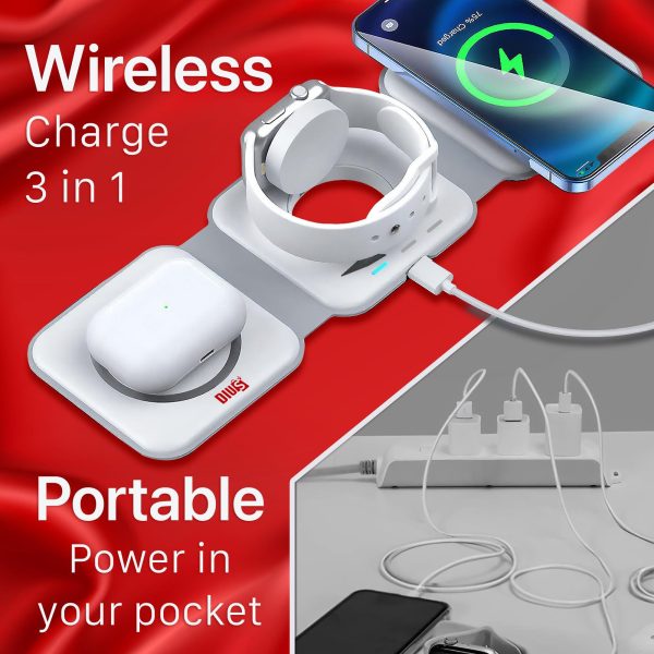 3 in 1 Charging Station for iPhone Wireless Charger Triple Foldable Compact Charger for Apple Products 3 in One Charger for iPhone iWatch and Airpods - Image 6