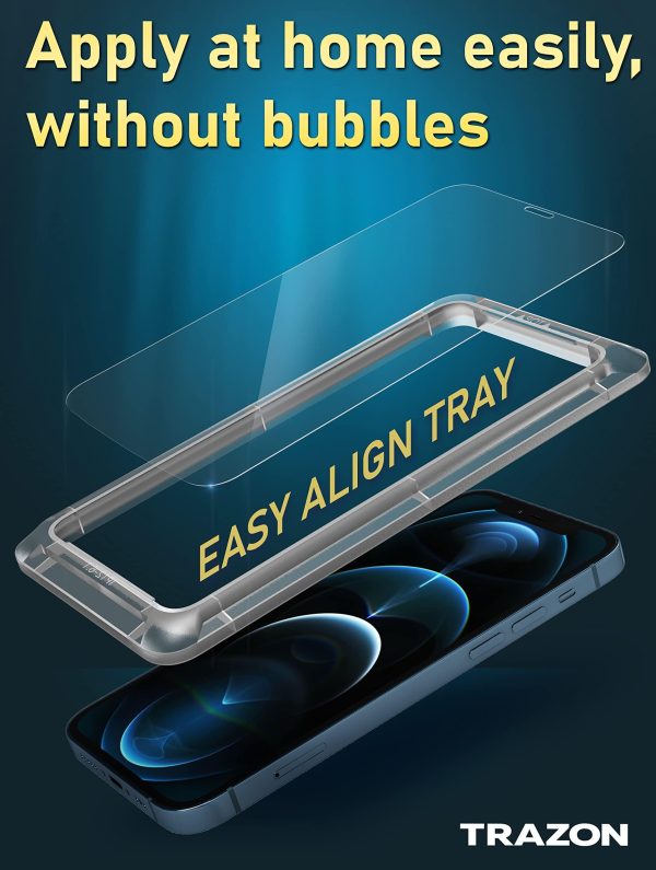 3 Pack Screen Protector Premium Quality Compatible for iPhone 12 Pro Max with 2 Pack Camera Lens Protector Tempered Glass 9H Hardness 2.5D with Easy Instalation Case (6.7 Inch) - Image 3