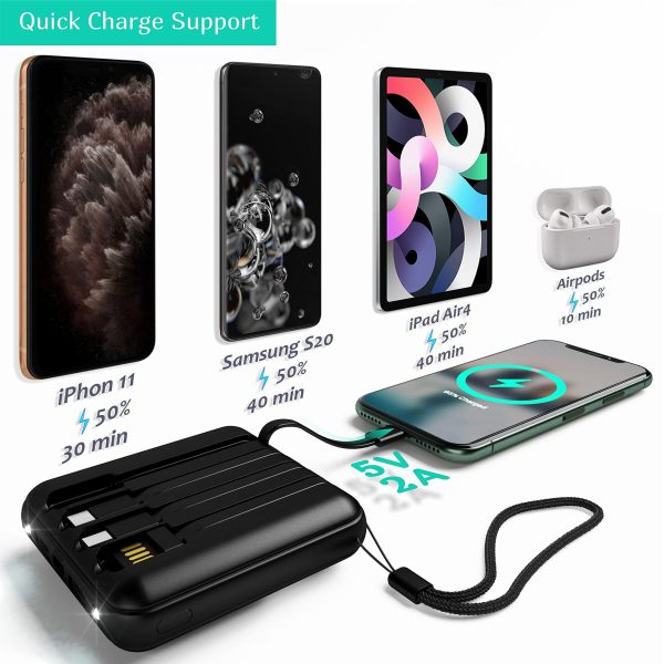 2 Pack Wireless Portable Charger Power Bank 10000mAh Portable Phone ChargeriPhone Charger with Built in 4 Cable USB C Wireless Charging External Battery Pack Backup Compatible with iPhoneSamsung. - Image 2