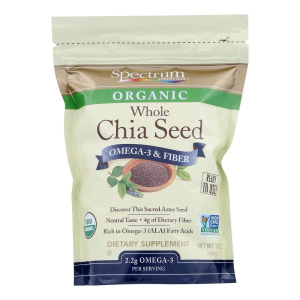 Spectrum Essentials Organic Chia Seeds - Omega-3 and Fiber - 12 oz - Image 2