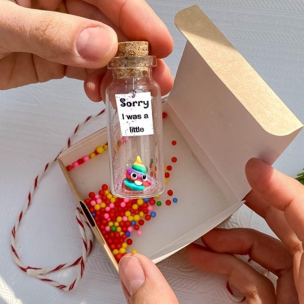 I'm Sorry Gifts for Her and Him   Personalised Apology Gift   Cute Poop in a Jar and Sorry Card   Forgive Me Present Idea (in Beige Craft Box Sorry I was a little   Rainbow Poop) - Image 2