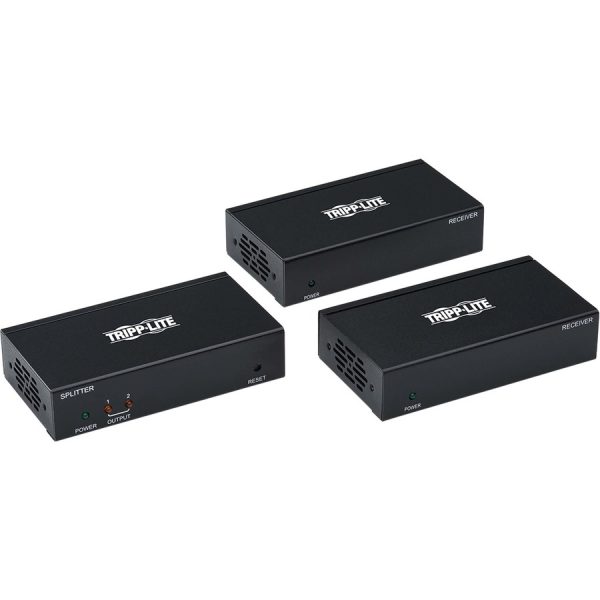 Eaton Tripp Lite Series 2-Port DisplayPort to HDMI over Cat6 Splitter/Extender Kit, Transmitter/Dual Receivers, 4K 60 Hz, PoC, 125 ft., TAA