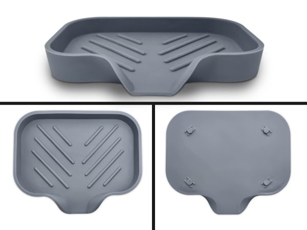 2 pcs Grey Silicone Soap Tray   Self Draining Soap Dish   Soap Holder Self Draining   Soap Dish for Bar Soap   Soap Dishes That Drain   Soap Dish for Sink   Organizer for Bathroom and Kitchen. - Image 2