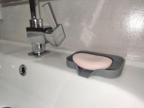 2 pcs Grey Silicone Soap Tray   Self Draining Soap Dish   Soap Holder Self Draining   Soap Dish for Bar Soap   Soap Dishes That Drain   Soap Dish for Sink   Organizer for Bathroom and Kitchen. - Image 8