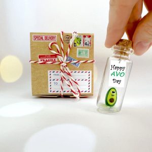 Tiny Magical Message in a Bottle Gift Idea   Classy Inspirational Gifts for Him and Her   Unique Presents for Women and Men (Green Avocado   Happy Avo Day in Craft Gift Box)