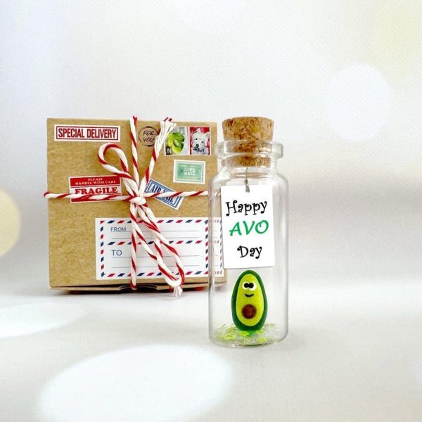 Tiny Magical Message in a Bottle Gift Idea   Classy Inspirational Gifts for Him and Her   Unique Presents for Women and Men (Green Avocado   Happy Avo Day in Craft Gift Box) - Image 2