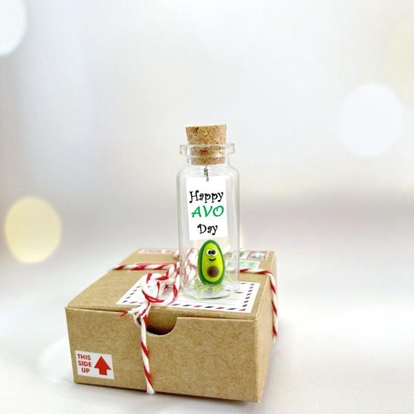 Tiny Magical Message in a Bottle Gift Idea   Classy Inspirational Gifts for Him and Her   Unique Presents for Women and Men (Green Avocado   Happy Avo Day in Craft Gift Box) - Image 3