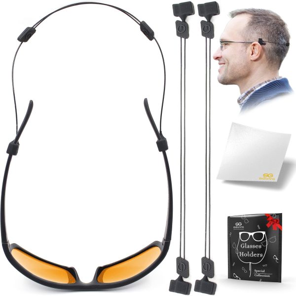 Eye Glasses String Strap Holder   No Tail Sunglass Strap for Man Women   Adjustable Glasses Strap   Wire Eyeglass Strap Lanyard   2 Cords   14  M