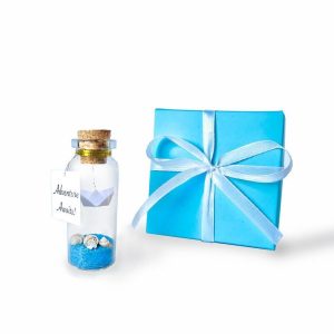 Tiny Magical Message in a Bottle Gift Idea Classy Inspirational Gifts for Him and Her Unique Presents for Women and Men (Blue Sand Adventure Awaits in Teal Gift Box)