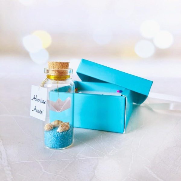 Tiny Magical Message in a Bottle Gift Idea   Classy Inspirational Gifts for Him and Her   Unique Presents for Women and Men (Blue Sand   Adventure Awaits in Teal Gift Box) - Image 2