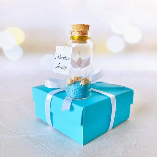 Tiny Magical Message in a Bottle Gift Idea   Classy Inspirational Gifts for Him and Her   Unique Presents for Women and Men (Blue Sand   Adventure Awaits in Teal Gift Box) - Image 4
