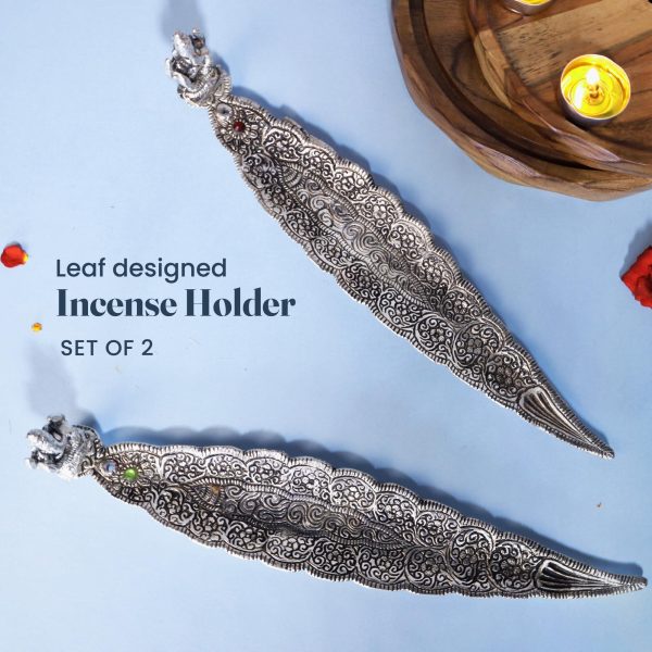 The Fine Living Co. Elegant Silver Incense Burner Holder Set of 2   Perfect for Relaxation Meditation Home Fragrance Aromatherapy Yoga Zen Atmosphere Home Decor - Image 3