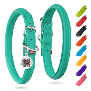 WAUDOG Ultra Soft Rolled Leather Dog Collar for Small Dogs   Soft Padded Dog Collars for Medium Dogs   Puppy Collars for Large Breed Dogs   Male and Female Dog Collar