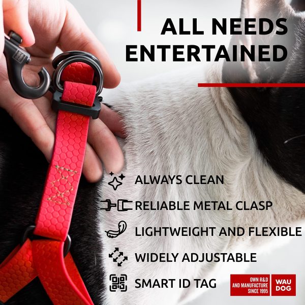 Waterproof Dog Harness   Adjustable Dog Harness for Large Dogs Small and Medium Dogs   Heavy Duty Dog Harness with Durable Metal Clasp and QR Dog Tag   Boy & Girl Dog Harness   Red (20 32in) - Image 5