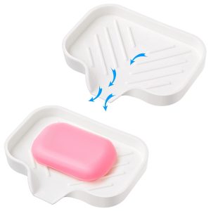 1 pcs White Silicone Soap Tray Self Draining Soap Dish Soap Holder Self Draining Soap Dish for Bar Soap Soap Dishes That Drain Soap Dish for Sink Organizer for Bathroom end Kitchen.