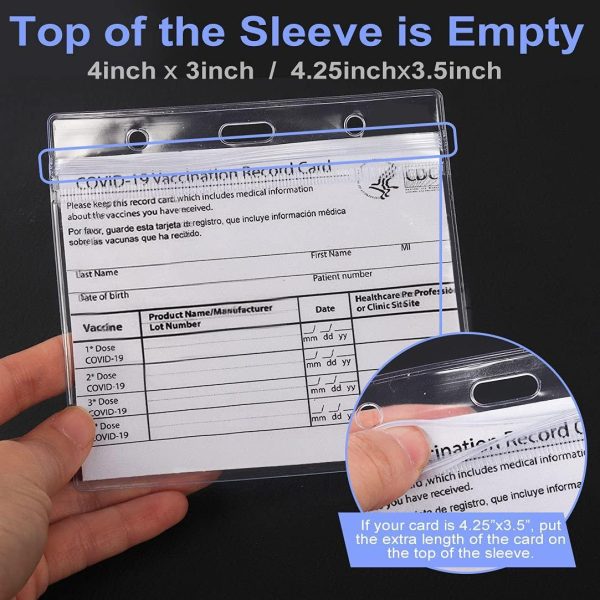 Vaccination Card Protector 5 Pack 4x3 Inch Transparent Waterproof Resealable Zip - Image 2