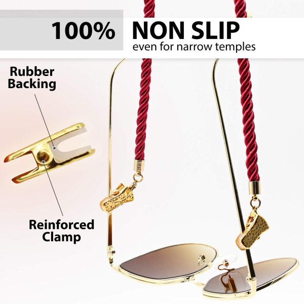 Glasses Strap String Holder Cord   Terylene Eyeglasses Strap Holders   Eye Glasses Accessory Chain   Eyeglass Chains for Women Men   Glasses Lanyard Around Neck   3 Pcs (Gold) - Image 3