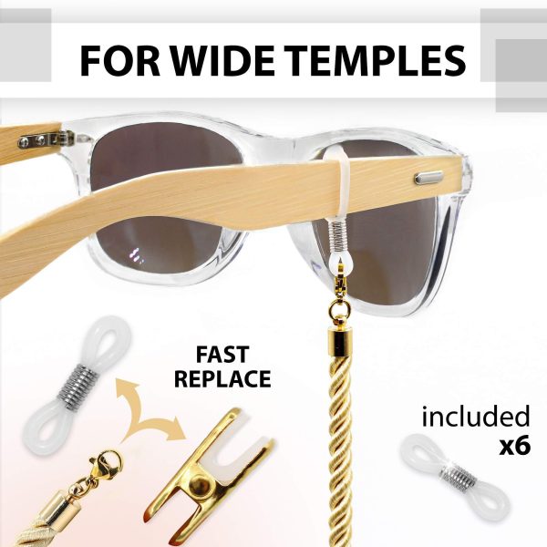 Glasses Strap String Holder Cord   Terylene Eyeglasses Strap Holders   Eye Glasses Accessory Chain   Eyeglass Chains for Women Men   Glasses Lanyard Around Neck   3 Pcs (Gold) - Image 4