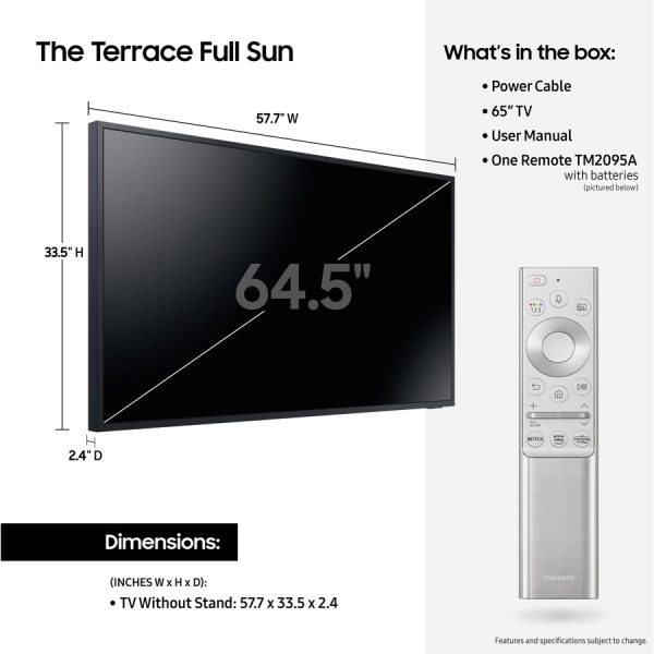 Samsung The Terrace LST9T QN65LST9TAF 64.5" Smart LED-LCD TV - 4K UHDTV - Titan Black - Image 7