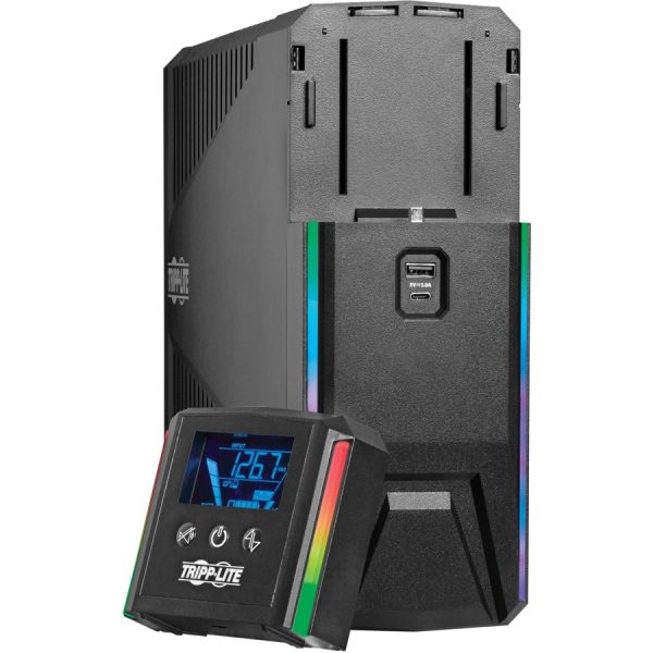 Eaton Tripp Lite Series 1500VA 900W 120V Pure Sine Wave Gaming UPS Battery Backup - LCD, AVR, RGB LEDs, USB Charging, Power Saving - Image 2