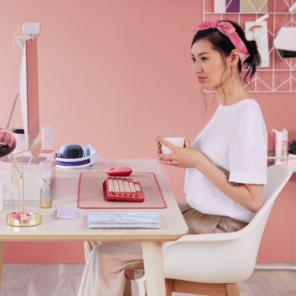 Logitech Desk Mat - Studio Series, Multifunctional Large Desk Pad, Anti-slip Base, Spill-resistant Durable Design, Darker Rose - Image 4