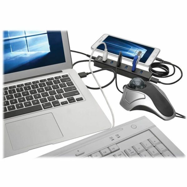 Eaton Tripp Lite Series 7-Port USB-A Mini Hub - USB 3.x (5Gbps), International Plug Adapters, Aluminum Housing - Image 2