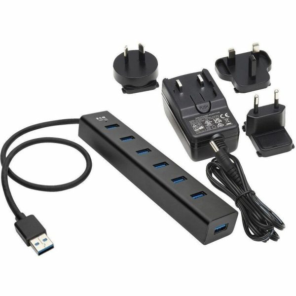 Eaton Tripp Lite Series 7-Port USB-A Mini Hub - USB 3.x (5Gbps), International Plug Adapters, Aluminum Housing - Image 6