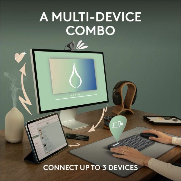 Logitech Pebble 2 Combo, Wireless Keyboard and Mouse, Quiet and Portable, Customizable, Logi Bolt, Tonal Graphite - Image 3