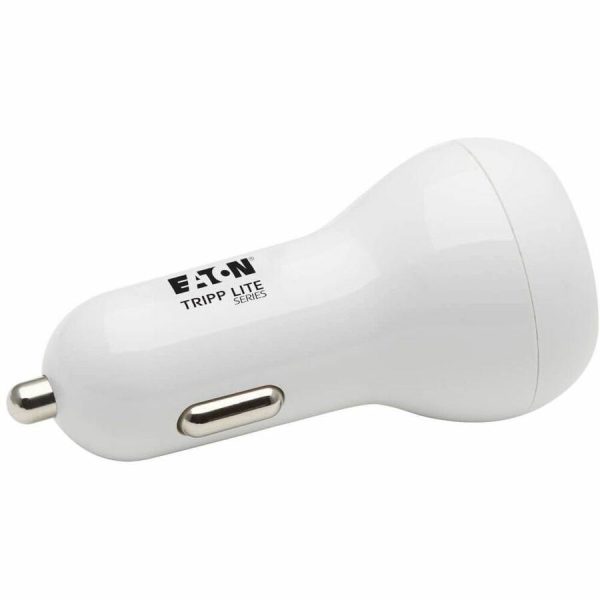 Eaton Tripp Lite Series Dual-Port USB Car Charger - 30W PD Charging, USB-C (18W) & USB-A (12W), USB-C to Lightning Cable, White - Image 3