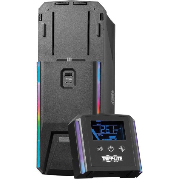 Eaton Tripp Lite Series 600VA 360W 120V Pure Sine Wave Gaming UPS Battery Backup - LCD, AVR, RGB LEDs, USB Charging, Power Saving - Image 2