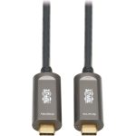 Eaton Tripp Lite Series USB-C to USB-C Plenum-Rated Fiber Active Optical Cable (AOC) - 4K 60 Hz, HDR, 4:4:4, M/M, Black, 15 m (49 ft.)