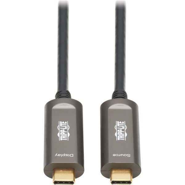Eaton Tripp Lite Series USB-C to USB-C Plenum-Rated Fiber Active Optical Cable (AOC) - 4K 60 Hz, HDR, 4:4:4, M/M, Black, 15 m (49 ft.)