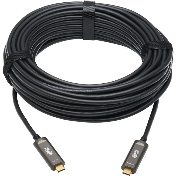 Eaton Tripp Lite Series USB-C to USB-C Plenum-Rated Fiber Active Optical Cable (AOC) - 4K 60 Hz, HDR, 4:4:4, M/M, Black, 15 m (49 ft.) - Image 2