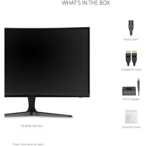 ViewSonic VX2418C 24 Inch 1080p 1ms 180Hz Curved Gaming Monitor with FreeSync Premium, Eye Care, HDMI and DisplayPort - Image 8