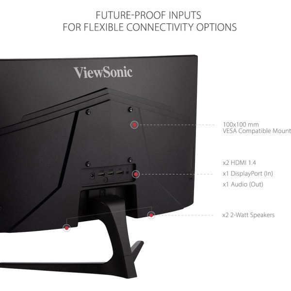 ViewSonic VX2418C 24 Inch 1080p 1ms 180Hz Curved Gaming Monitor with FreeSync Premium, Eye Care, HDMI and DisplayPort - Image 10