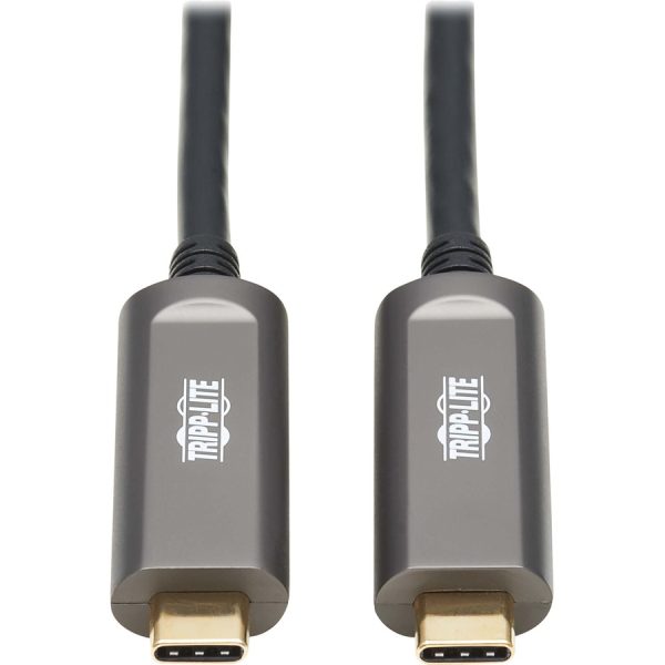 Eaton Tripp Lite Series USB-C AOC Cable (M/M) - USB 3.2 Gen 2 (10 Gbps) Plenum-Rated Fiber Active Optical Cable - Data Only, Black, 15 m (49 ft.) - Image 2