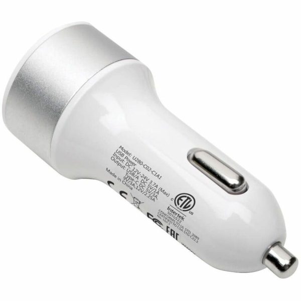 Eaton Tripp Lite Series Dual-Port USB Car Charger with PD Charging - USB Type C (27W) & USB Type A (5V 1A/5W), UL 2089 - Image 2