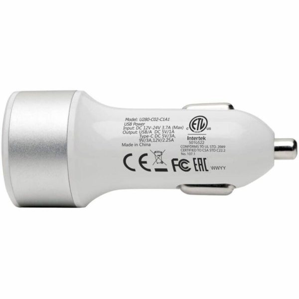 Eaton Tripp Lite Series Dual-Port USB Car Charger with PD Charging - USB Type C (27W) & USB Type A (5V 1A/5W), UL 2089 - Image 5