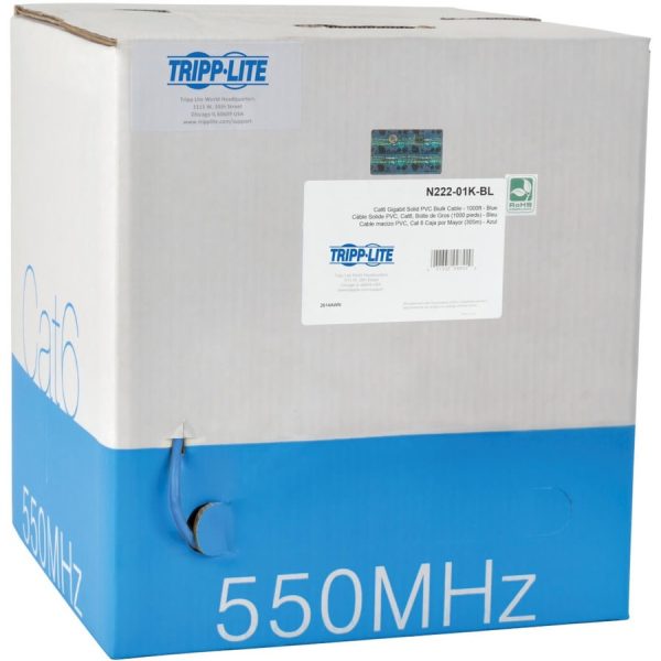 Eaton Tripp Lite Series Cat6 Gigabit Solid Core UTP PVC Bulk Ethernet Cable, Blue, 1000 ft. (304.8 m), TAA